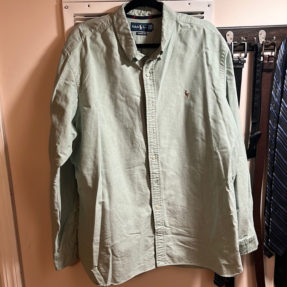 Polo Ralph Lauren XXL light blue/green button down shirt